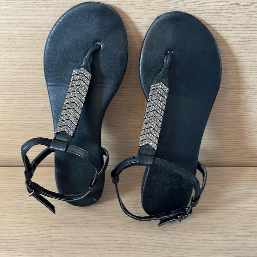 Express Black Rhinestone Sandals 6